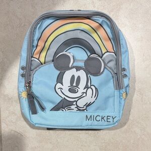 Disney Light Blue Mickey Mouse Kids Backpack with Rainbow